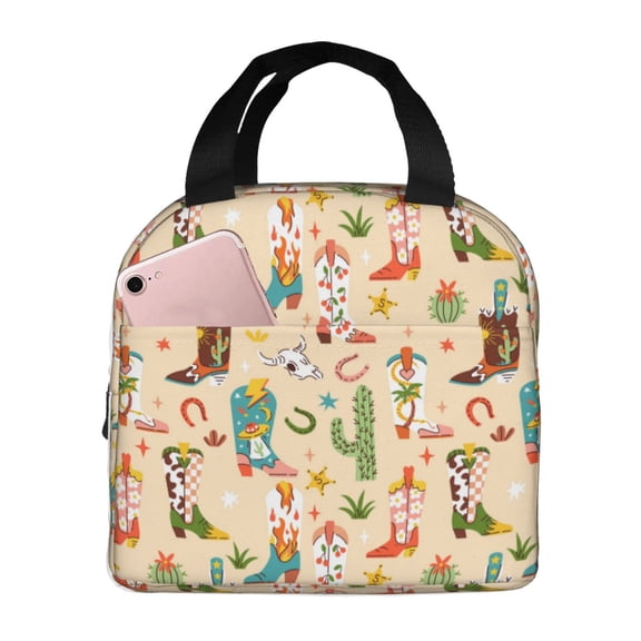 Vsdgher Groovy American Western Footwear Lunch Bag, Lunch Box for Women Adult Men, Lunch Tote Insulated Cooler Lunch Container for Work/Office/Picnic/Travel