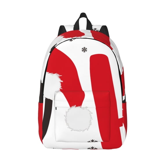 Vsdgher HOHOHO Christmas Print Canvas Backpack Travel Rucksack Unisex Knapsack 15.7/17.7Inch Laptop Backpack for Work,College -Medium