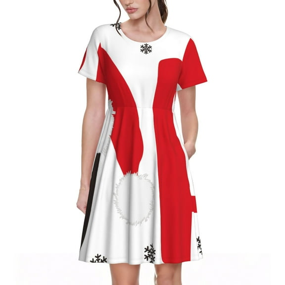 Vsdgher HOHOHO Christmas for Womens Summer 2025 Casual Midi Maxi Dresses Lightweight Short Sleeve Round Neck Beach Dress -3X-Large