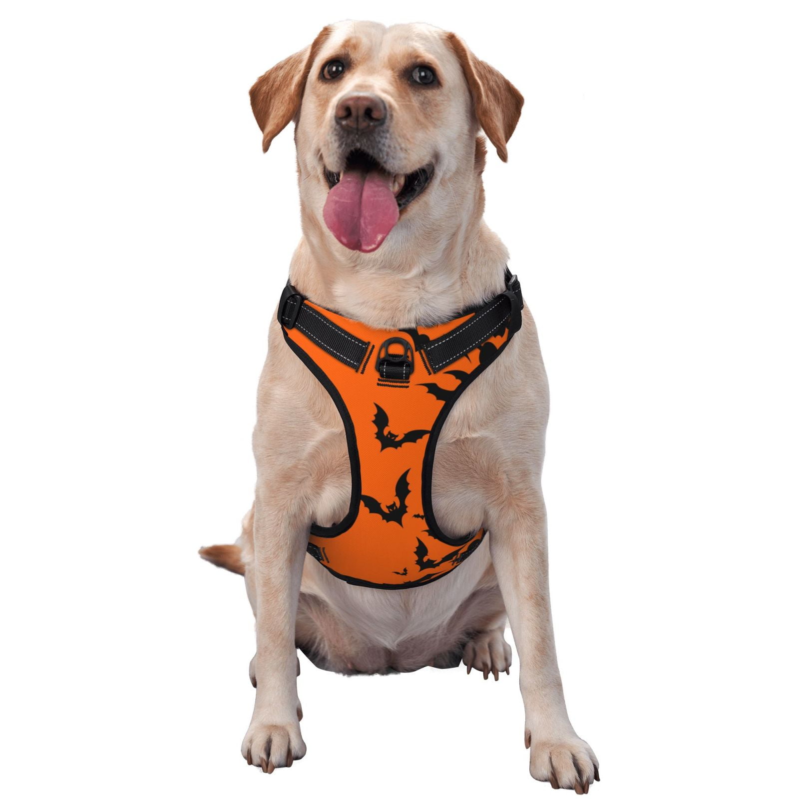 Vsdgher Halloween Bats Dog Harness, No-Pull Pet Harness, Dog Vest, Pet Vest for Small to Large Dogs-Large