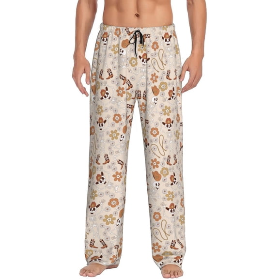 Vsdgher Halloween Dancing Cowboy Skeleton Mens Pajama Pants Sleep & Lounge Pants, PJ Pants-Medium