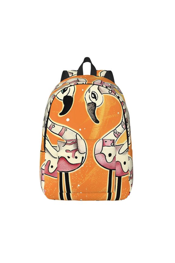 Halloween Flamingos Print Canvas Backpack Travel Rucksack Unisex Knapsack 15.7/17.7Inch Laptop Backpack for Work,College -Medium