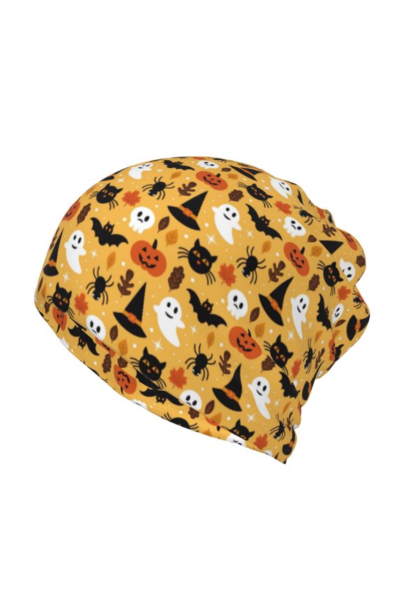 Halloween Ghost Pumpkin Slouchy Beanie Hat for Men/Women, Skull Cap Chemo Cap Night Sleeping Cap