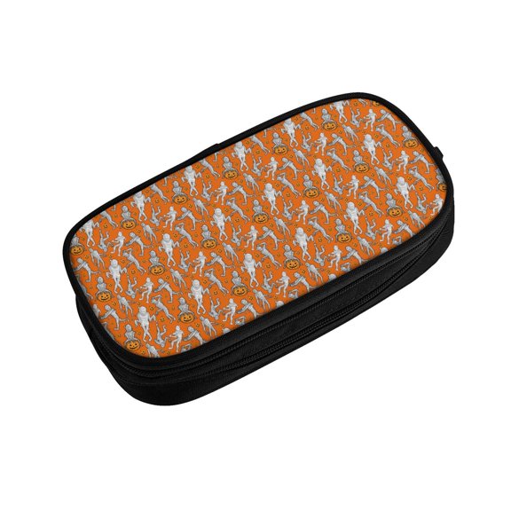 Vsdgher Halloween Mummy Print Large Capacity Pencil Case Pouch with Zipper, Portable Aesthetic Big Capacity Pencil Cases Pen Office Travel Stationery Bag