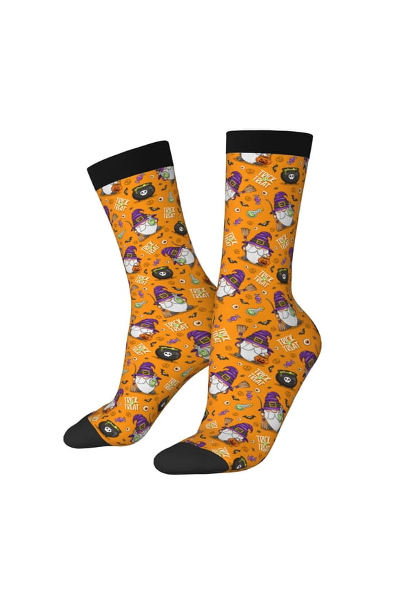 Halloween Witches Gnome Crew Socks for Men & Women, Breathable Casual Athletic Ankle Socks