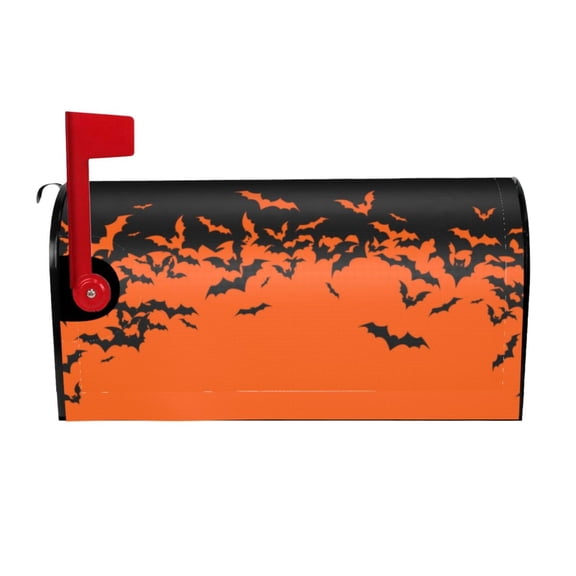 Vsdgher Halloween With Black Bats Mailbox Cover Magnetic Mailbox Wraps Post Letter Box Cover for Garden Yard Home Decor 2 Sizes-25.5x21 in