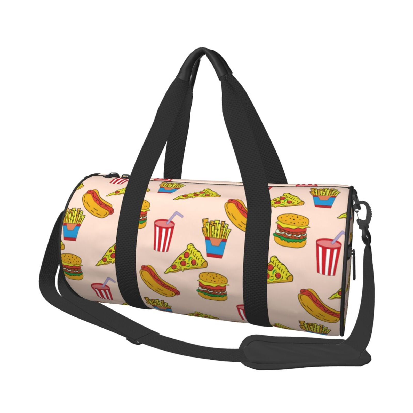Vsdgher Hamburger Pizza Coke 45L Foldable Duffel Bag, Sports Gym Bag,Overnight Bag, Portable Weekender Bag for Airplanes