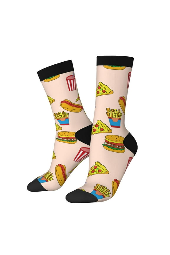 Hamburger Pizza Coke Crew Socks for Men & Women, Breathable Casual Athletic Ankle Socks