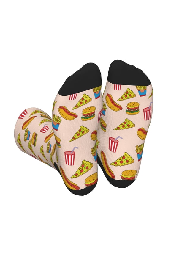 Hamburger Pizza Coke Unisex Crew Socks Lightweight Breathable Ventilation Ankle Socks, Mid-calf socks for Daily