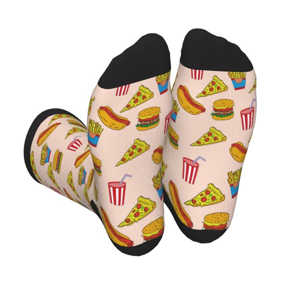 Vsdgher Hamburger Pizza Coke Unisex Crew Socks Lightweight Breathable Ventilation Ankle Socks, Mid-calf socks for Daily