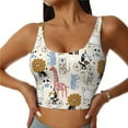 thumbnail image 1 of Vsdgher Hand Drawn Animals Print Women Sleeveless Athletic Tank Top Built-in Bra Camisole Sports Vest for Yoga Running Fitness Exercise with Removable Pads, 1 of 8