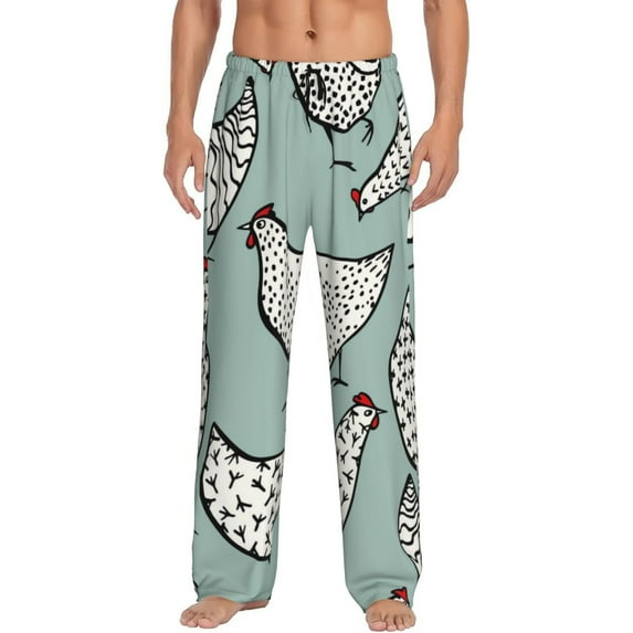 Vsdgher Hand Drawn Chickens Print Mens Pajama Pants Sleep & Lounge Pants, PJ Bottoms With elastic waistb and Pockets