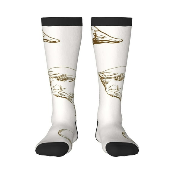 Vsdgher Hand Drawn Goose Knee Socks, High Socks Long Stretchy Sock Women Knee High Stocking, Long Socks for Women