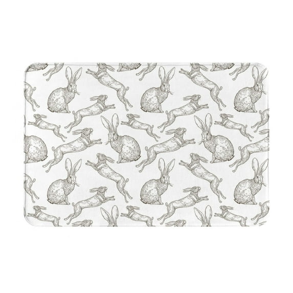 Vsdgher Hand Drawn Rabbit print Flannel Anti-Slip Floor Mat Comfort Mat Floor Carpet for Decor, Non-Slip, Home, Office, Laundry, Durable