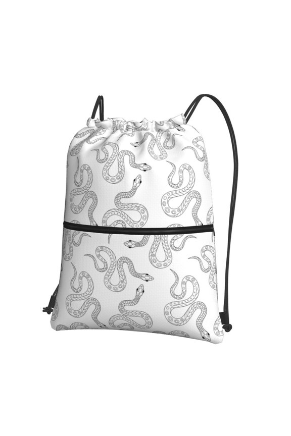 Hand Drawn Snake Drawstring Backpack Water Resistant String Bag Sports Sackpack Gym Sack for Men Women