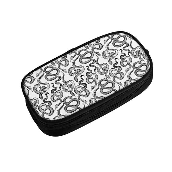 Vsdgher Hand Drawn Snake Print Large Capacity Pencil Case Pouch with Zipper, Portable Aesthetic Big Capacity Pencil Cases Pen Office Travel Stationery Bag