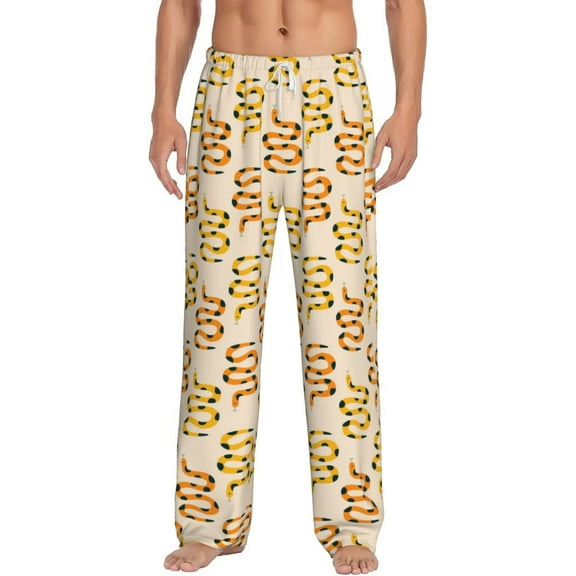 Vsdgher Hand Drawn Snake Print Mens Pajama Pants Sleep & Lounge Pants, PJ Bottoms With elastic waistb and Pockets
