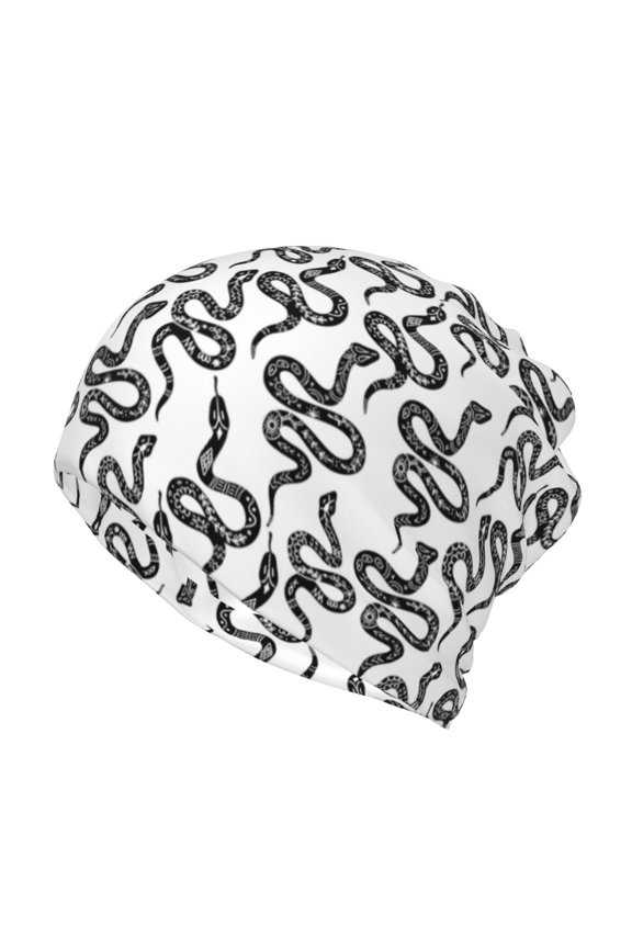 Hand Drawn Snake Slouchy Beanie Hat for Men/Women, Skull Cap Chemo Cap Night Sleeping Cap