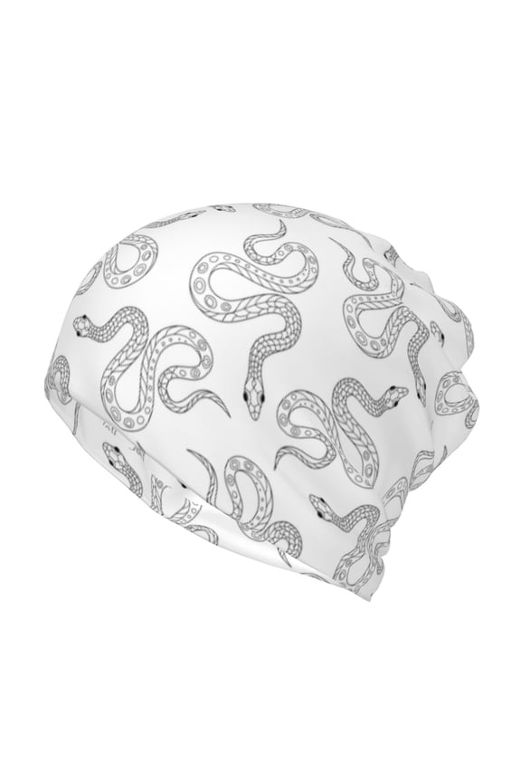 Hand Drawn Snake Slouchy Beanie Hat for Men/Women, Skull Cap Chemo Cap Night Sleeping Cap