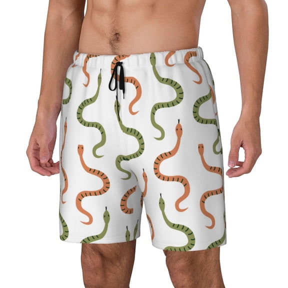 Vsdgher Hand Drawn Snake for Mens Swim Trunks with Compression Liner Swim Shorts Swim Suits Board Shorts-Small
