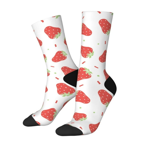 Vsdgher Hand Drawn Strawberry Crew Socks for Men & Women, Breathable Casual Athletic Ankle Socks