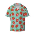 thumbnail image 1 of Vsdgher Hand Drawn Strawberry Print Men's Wrinkle Free Untucked Cuban Shirt Business Casual Button Down Shirts Short Sleeve Shirt, 1 of 7