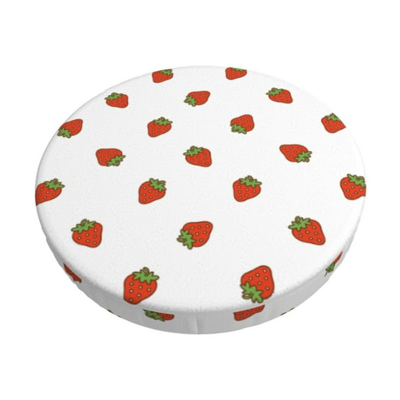 Vsdgher Hand Drawn Strawberry Print Stool Covers Round,Stretch Round Stool Covers Washable Stool Cushion Slipcover Elastic Chair Covers for 12-14 Inch Chair