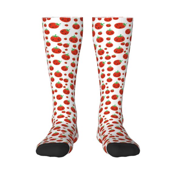 Vsdgher Hand Drawn Tomatoes Print Thigh High Socks Extra Long Stretchy Sock Women Over Knee High Opaque Stocking Daily Wear