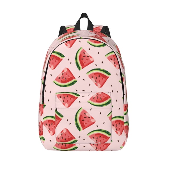 Vsdgher Hand Drawn Watermelon Print Canvas Backpack Travel Rucksack Unisex Knapsack 15.7/17.7Inch Laptop Backpack for Work,College -Small