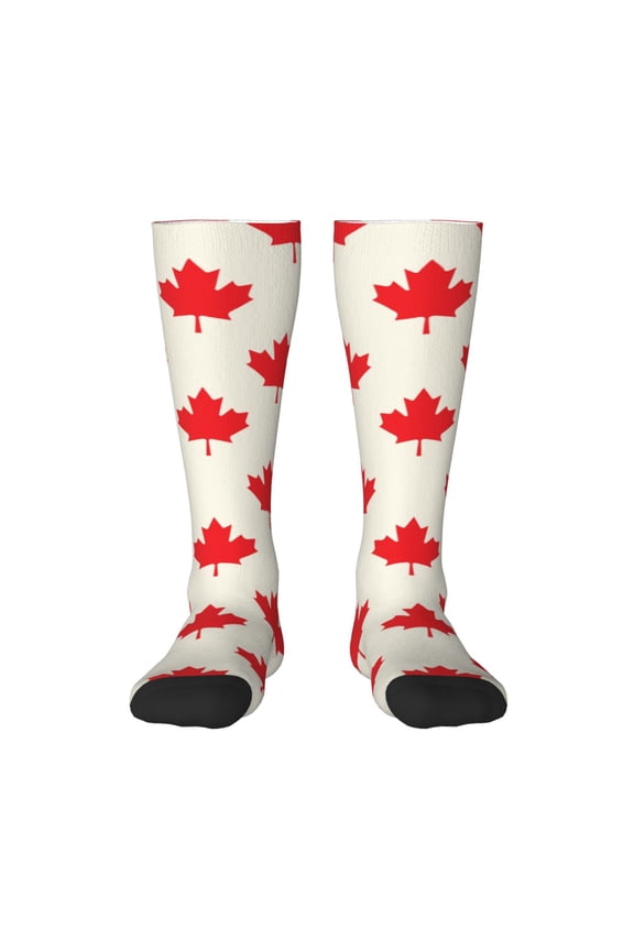 Happy Canada Day Print Thigh High Socks Extra Long Stretchy Sock Women Over Knee High Opaque Stocking Daily Wear