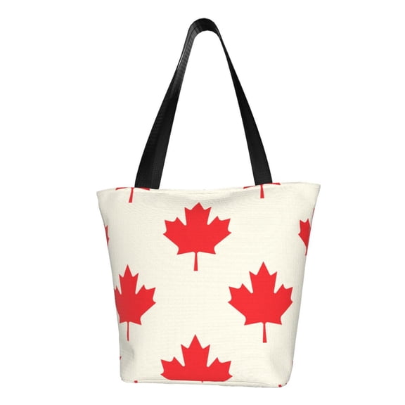 Vsdgher Happy Canada Day print Reusable Shopping Grocery Bags for Women Shopping with Pouch Foldable Pouch Lightweight Polyester Fabric