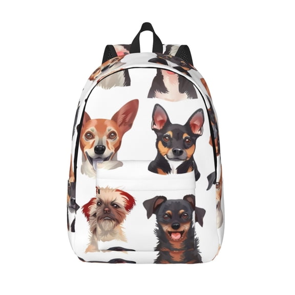 Vsdgher Happy Dog Faces Collage Print Canvas Backpack Travel Rucksack Unisex Knapsack 15.7/17.7Inch Laptop Backpack for Work,College -Medium