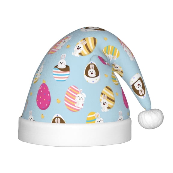 Vsdgher Happy Easter Christmas Hat, Santa Hat for Kids Xmas Holiday Hat Red Classic Christmas New Year Festive Party Supplies