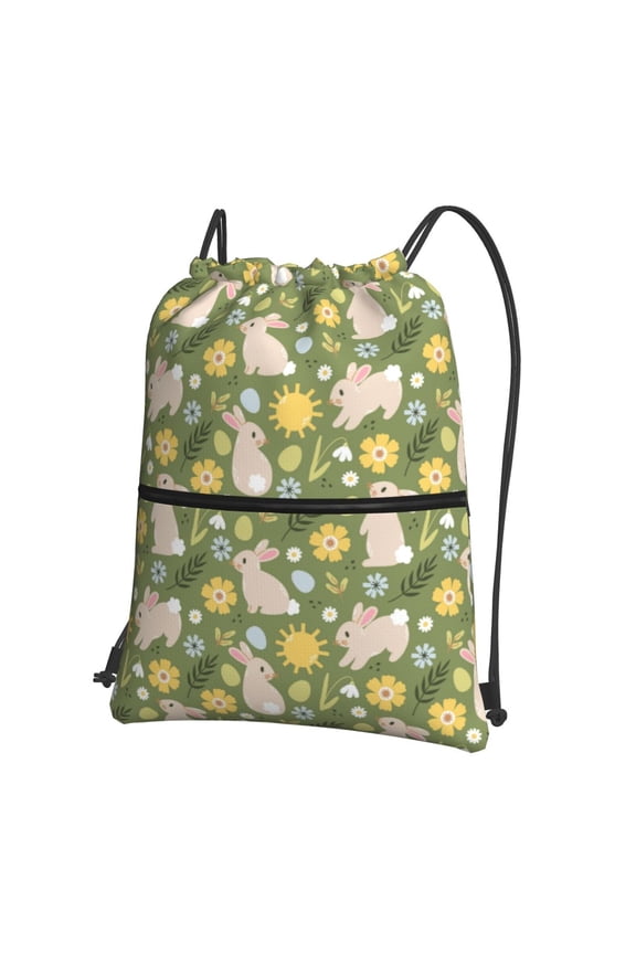 Happy Easter Drawstring Backpack Water Resistant String Bag Sports Sackpack Gym Sack for Men Women