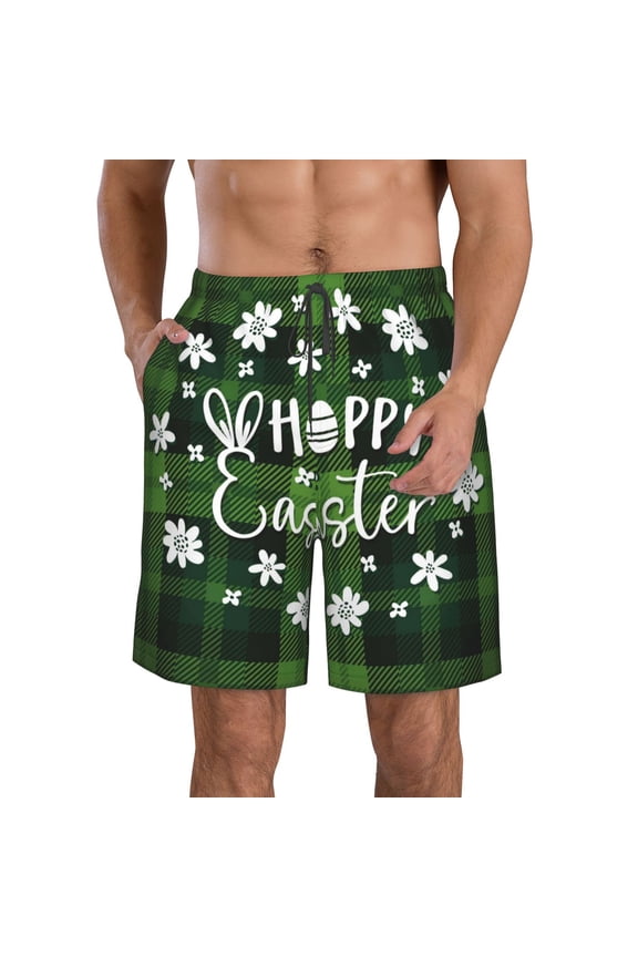 Happy Easter Men's Beach Shorts, Surfing shorts, Swim trunks, Quick Dry Swim Trunks for Surfing Beach Fun -Small