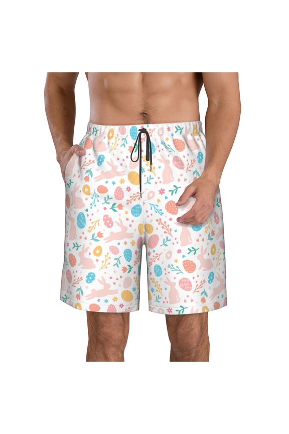 Happy Easter Men's Beach Shorts, Surfing shorts, Swim trunks, Quick Dry Swim Trunks for Surfing Beach Fun -Small