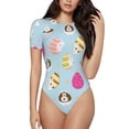 thumbnail image 1 of Vsdgher Happy Easter Prinr Short Sleeve Body suit for Womens, Sexy Onesie One Piece Round Neck Bodysuit Shapewear Tummy Control-XX-Large, 1 of 7