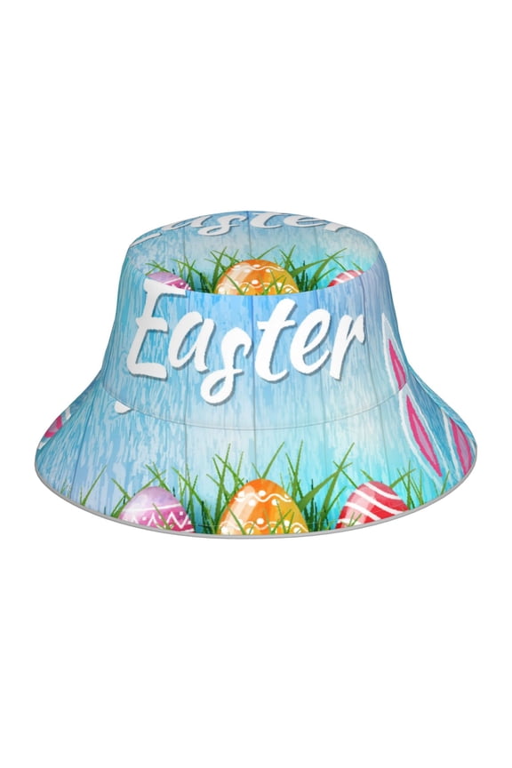 Happy Easter Print Bucket Hat for Men&Women Bucket Hat Reversible Summer Double-Side-Wear Travel Gardening, Beach, Camping, Hiking, Fishing Cap