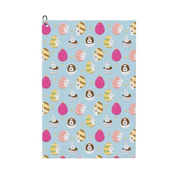 Vsdgher Happy Easter Print Golf Towel Golf Gift for Men and Women Golf Towel with Carabiner Clip to Quickly Remove Sand, Mud, Dirt and Sweat