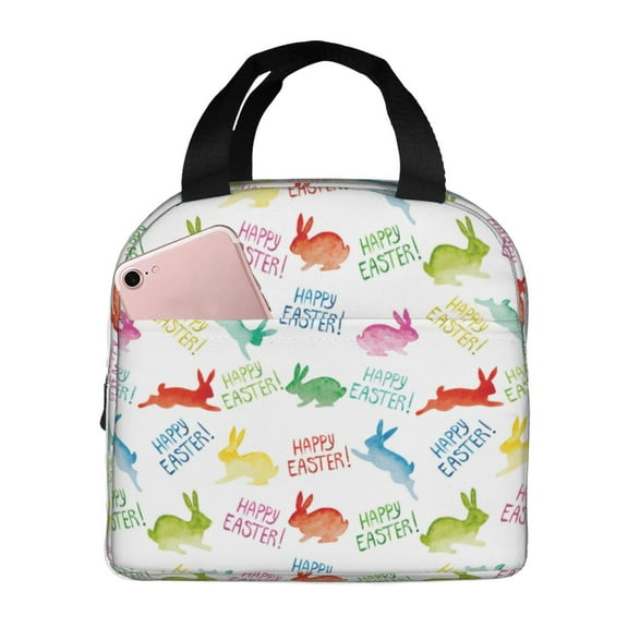 Vsdgher Happy Easter Rabbit Lunch Bag, Lunch Box for Women Adult Men, Lunch Tote Insulated Cooler Lunch Container for Work/Office/Picnic/Travel