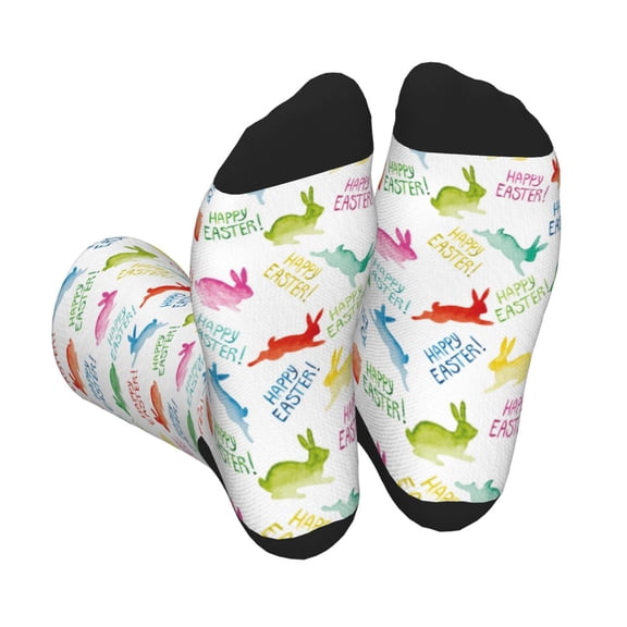 Vsdgher Happy Easter Rabbit Unisex Crew Socks Lightweight Breathable Ventilation Ankle Socks, Mid-calf socks for Daily