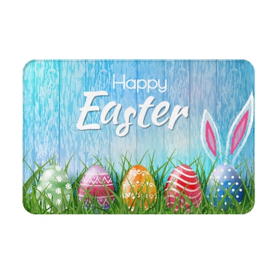 Vsdgher Happy Easter print Flannel Anti-Slip Floor Mat Comfort Mat Floor Carpet for Decor, Non-Slip, Home, Office, Laundry, Durable