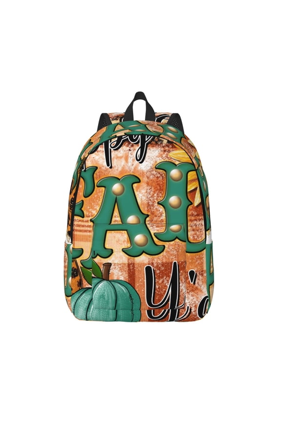 Happy Fall Y'All Print Canvas Backpack Travel Rucksack Unisex Knapsack 15.7/17.7Inch Laptop Backpack for Work,College -Medium