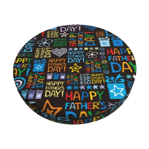 Vsdgher Happy Father Day Print Stool Covers Round,Stretch Round Stool Covers Washable Stool Cushion Slipcover Elastic Chair Covers for 12-14 Inch Chair
