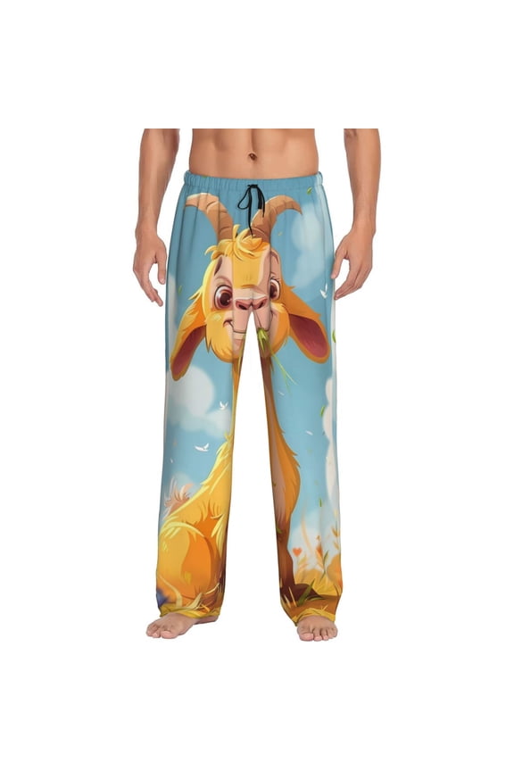 Happy Goat In Meadow Mens Pajama Pants Sleep & Lounge Pants, PJ Pants-XX-Large