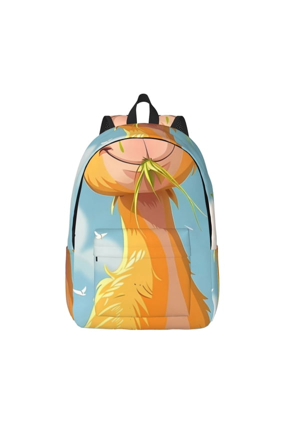 Happy Goat In Meadow Print Canvas Backpack Travel Rucksack Unisex Knapsack 15.7/17.7Inch Laptop Backpack for Work,College -Medium