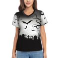 thumbnail image 1 of Vsdgher Happy Halloween 1 Women Shirts V Neck Short Sleeve Tops T-Shirt Basic Tees, S to 3XLLarge, 1 of 5