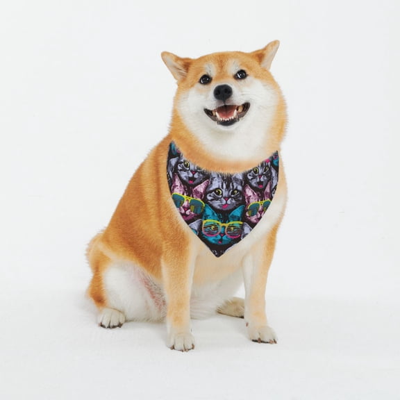 Vsdgher Happy Kitten Faces Dog Bandana Custom Dog Scarf Breathable Puppy Kerchief with Adjustable Bandana Bib for Dog and Cat-XX-Large