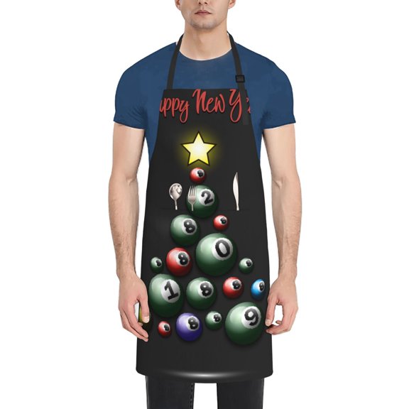 Vsdgher Happy New Year1 Waterproof Apron with 2 Pockets Kitchen Chef Aprons Bibs for Grooming Cooking Baking Painting Gardening