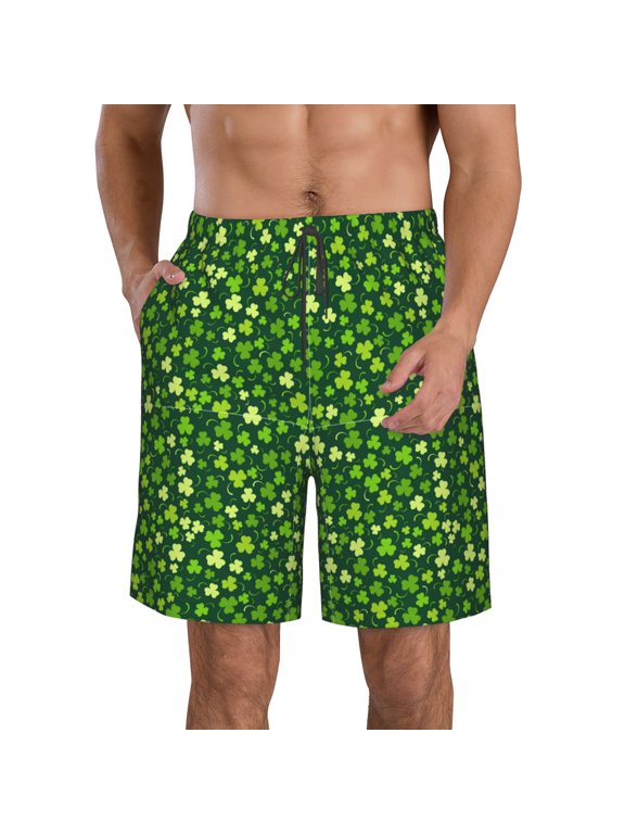 Happy St. Patrick's day Men's Beach Shorts, Surfing shorts, Swim trunks, Quick Dry Swim Trunks for Surfing Beach Fun -X-Large